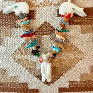 Native American Zuni Hand Carved Fetish Necklace